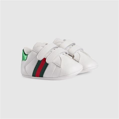 white gucci baby footie|Toddler Web sneaker in white leather .